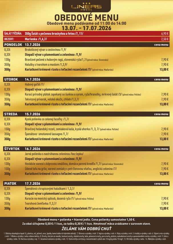 Menu Hotel Lineas